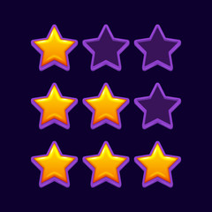 Vector cartoon star icons set. Applicable for game, ui, banner. Eps10 cartoon vector star isolated.