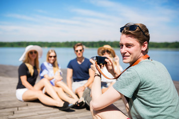 Taking a photo of friends