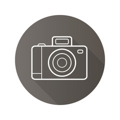 Photo camera flat linear long shadow icon