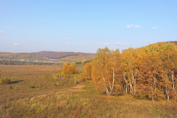 Fototapeta premium Beautiful autumn village landscape