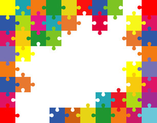 Vector Abstract colorful background made from white puzzle pieces and place for your content.