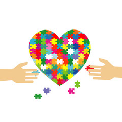 puzzle in the shape of a heart. health care concept