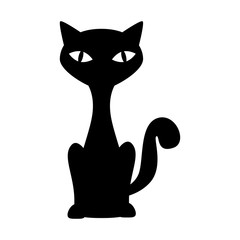 cat feline pet domestic animal sit mascot silhouette vector illustration