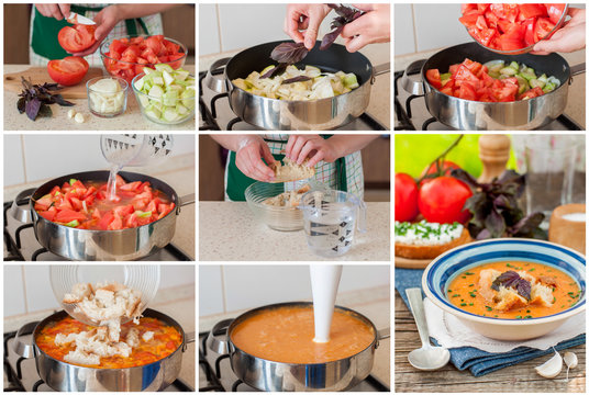 A Step by Step Collage of Making Tuscan Bread Soup