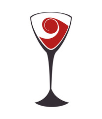 wine glass red beverage drink alcohol liquor vector illustration