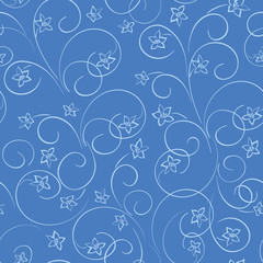 dark blue floral background - vector seamless pattern with flowe