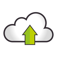 cloud data arrow upload center computer and hosting element vector illustration