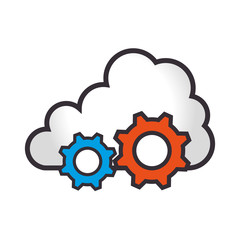 cloud computing and data digital technology gears configuration vector illustration