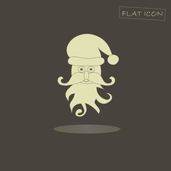 Light Santa Claus head icon on black, vector illustration