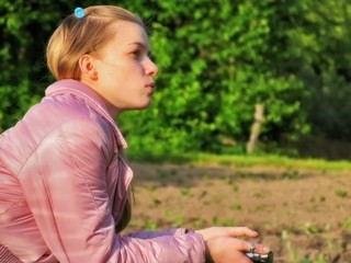 Profile of young girl looking into distance