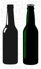 Set of bottles of beer. Sleek style. The volumetric image.