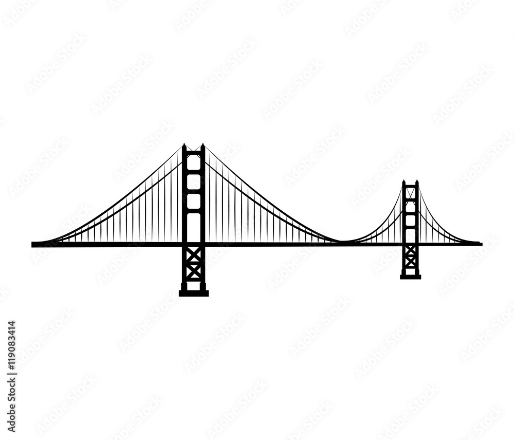 Sticker golden gate bridge structure san francisco usa vector illustration