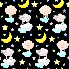 Childish good night bright funny vector seamless pattern backgro