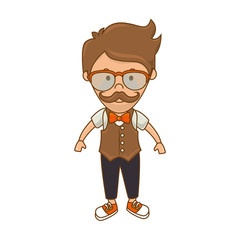 boy man wearing glasses hipster fashion lifestyle vector illustration