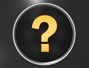 question mark on metallic button