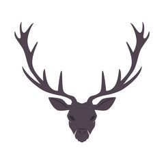 horn moose or deer skull wall ornament vector illustration