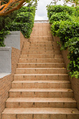 Stairs made of stone and tiles