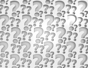 random white 3d question marks background