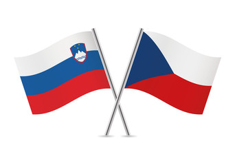 Slovenian and Czech republic flags. Vector illustration.