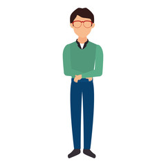 Fototapeta premium avatar man wearing eyeglasses and casual clothes front view vector illustration