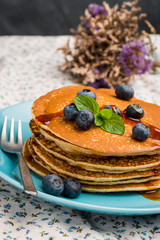Pancakes with fresh blackberries