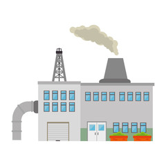 Obraz premium Factory building and industry plant equipment vector illustration
