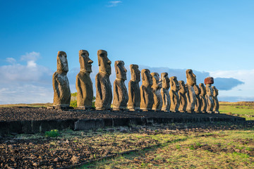 Moais at Ahu Tongariki in Easter island