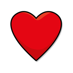 red heart love romatic passion decoration symbol vector illustration