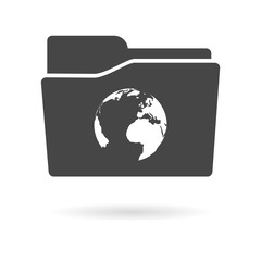 Isolated file folder icon with a world map