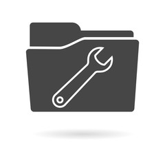 Isolated file folder icon with a wrench