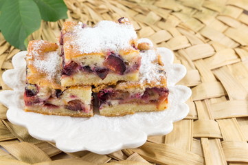 Plum fruit sweet pie on a plate