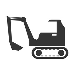 excavator truck construction  vehicle machinary scoop silhouette vector illustration