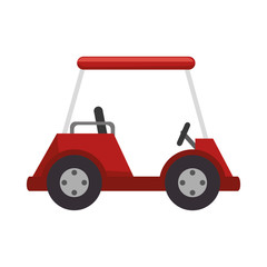 golf car vehicle red auto transport sport game vector illustration