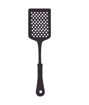 kitchen turner splotted utensil silverware food silhouette vector illustration