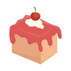 piece of cake cherry dessert food pastry bakery sweet cartoon vector illustration