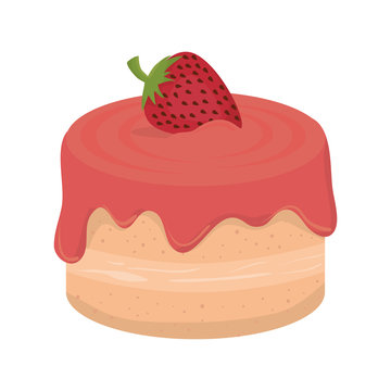 piece of cake cherry dessert food pastry bakery sweet cartoon vector illustration