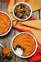 vegan green lentil mushroom sweet potato Shepherds pie