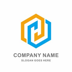 Monogram Letter H Geometric Hexagon Line Vector Logo Design Template
