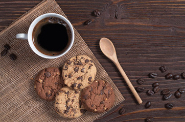 Coffee cup and cookies