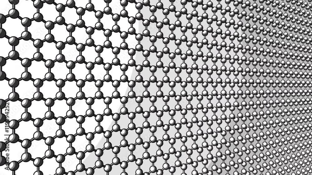 Poster hexagonal atomic structure. sketch version for presentations and reports. 4k seamless loop dolly foo