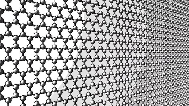 Hexagonal atomic structure. Sketch version for presentations and reports. 4K seamless loop dolly footage