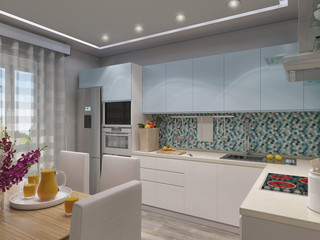 3d rendering of modern kitchen