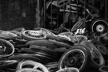 lot of wheel tires of motorcycle use