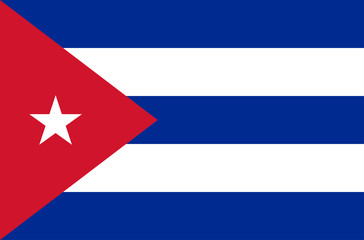 Vector flat style Republic of Cuba state flag. Official design of Cuba national flag. Symbol with horizontal stripes, triangle and star emblem. Independence day, holiday, button, background clip art