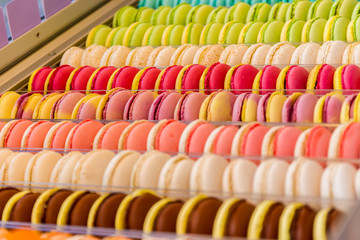 Fototapeta premium Set of different french cookies macaroons macaroons in a paper b