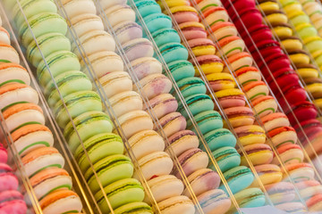 Fototapeta premium Set of different french cookies macaroons macaroons in a paper b