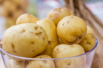 new potatoes ready for cooking, fresh vegeterian food, healthy l