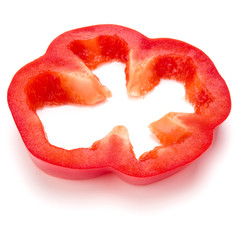 Red sweet bell pepper slice isolated on white background cutout