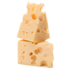 Cheese block isolated on white background cutout
