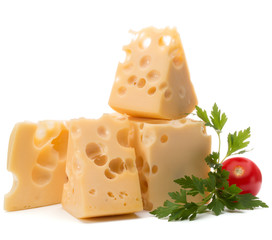 Cheese block isolated on white background cutout